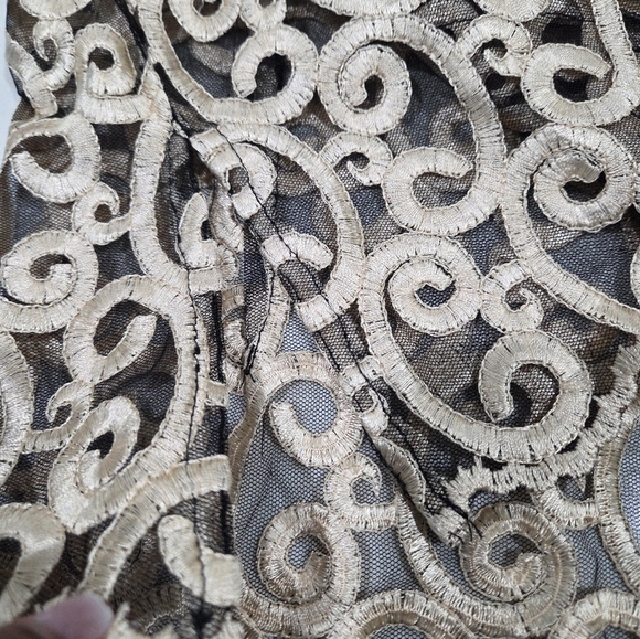 SAM Black Mesh Top with Gold Embroidery Size Xxl .VINTAGE 90. - Picture 6 of 9